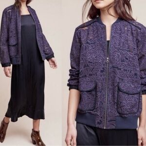 Anthropologie Elevenses Miranda Embroidered Floral Lace Jacket - Size L
